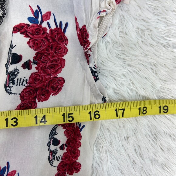 Vintage Royal Bones By Daang Sugar Skull & Rose Lace Shift Dress Size M - Picture 7 of 9